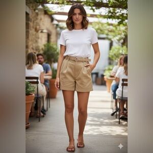 - SET ITALY high rise tan coloured shorts size 6